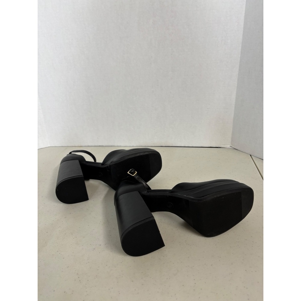 Wild Fable Black Platform Pumps Chunky Block Heel Square Toe Ankle Strap 7.5 - Picture 7 of 9